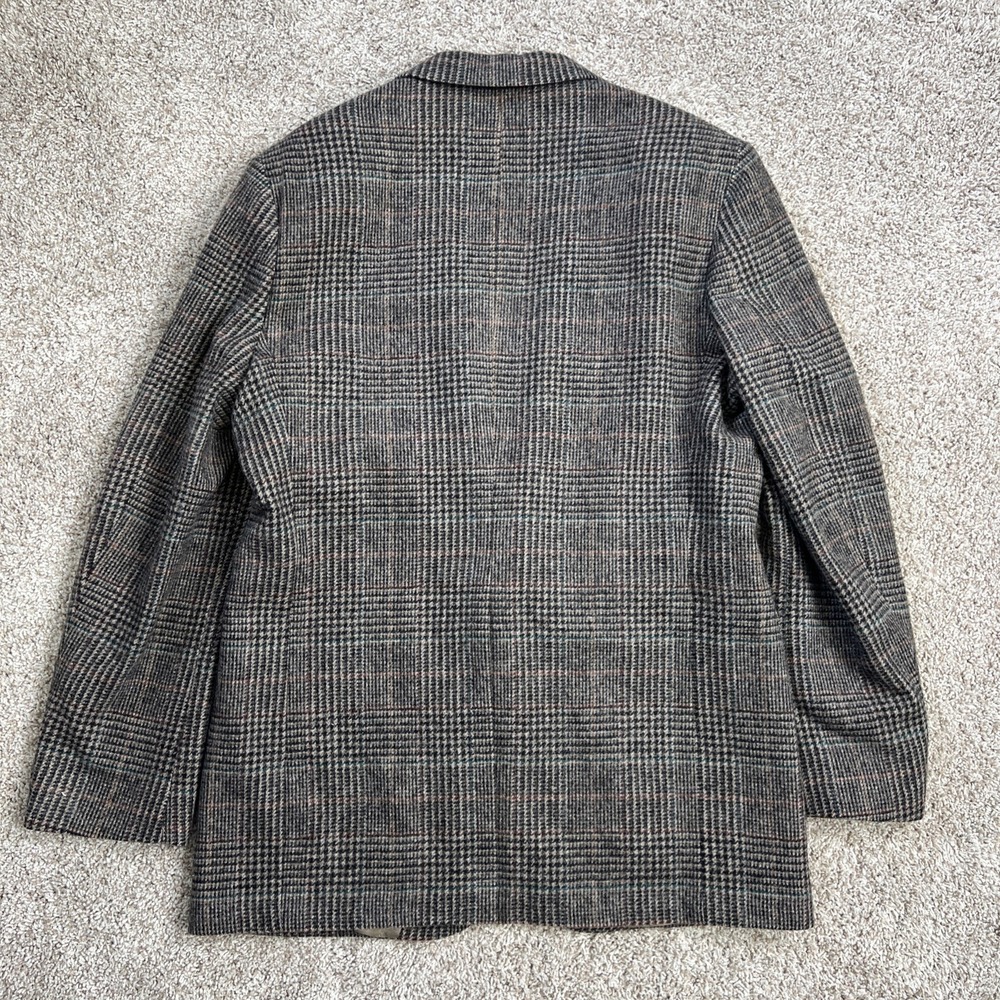 Vintage Hunt Valley Mens 42L Tweed Blazer Glen Check Wool USA Black Multicolored - Picture 6 of 13